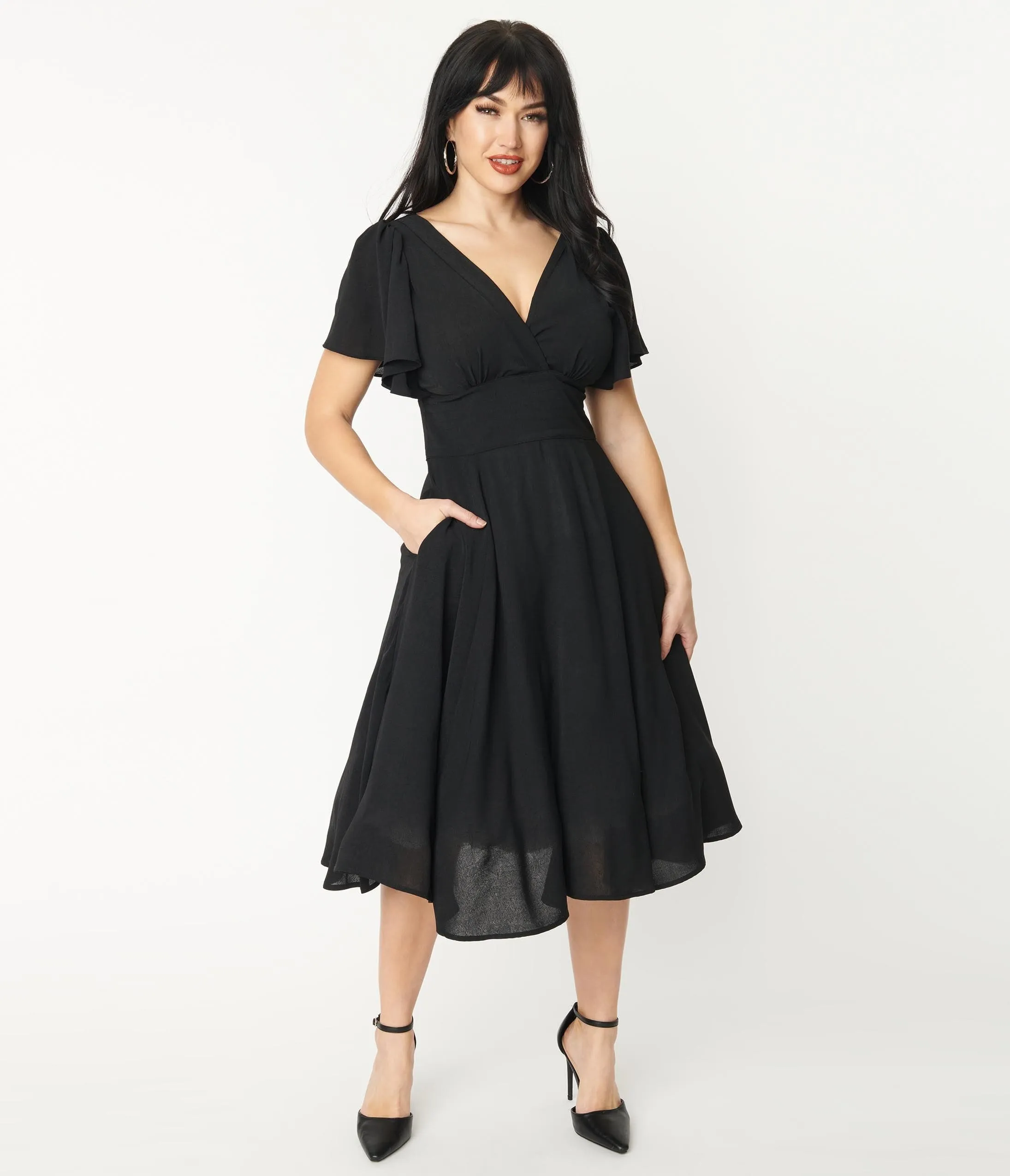 Unique Vintage 1940s Black Texture Swing Dress sold by Unique Vintage product image thumbnail 5
