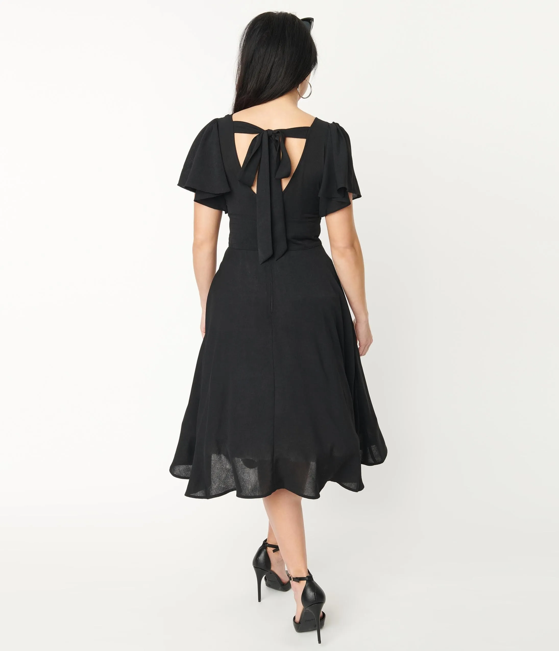 Unique Vintage 1940s Black Texture Swing Dress sold by Unique Vintage product image thumbnail 2