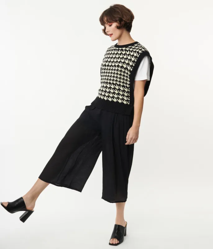 Black High Waist Culottes sold by Unique Vintage