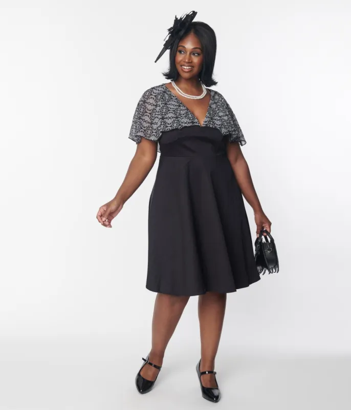 Black Batwing Cape Dress sold by Unique Vintage