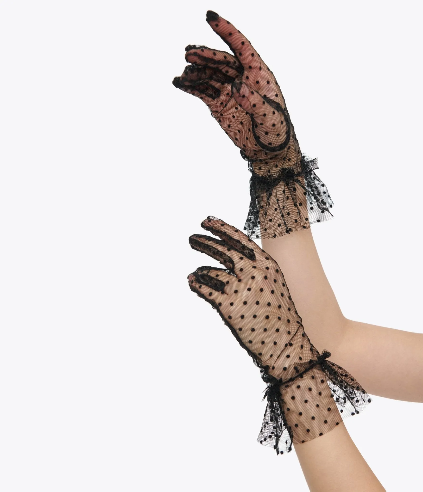 Unique Vintage 1950s Black Dot Mesh Gloves sold by Unique Vintage product image thumbnail 2