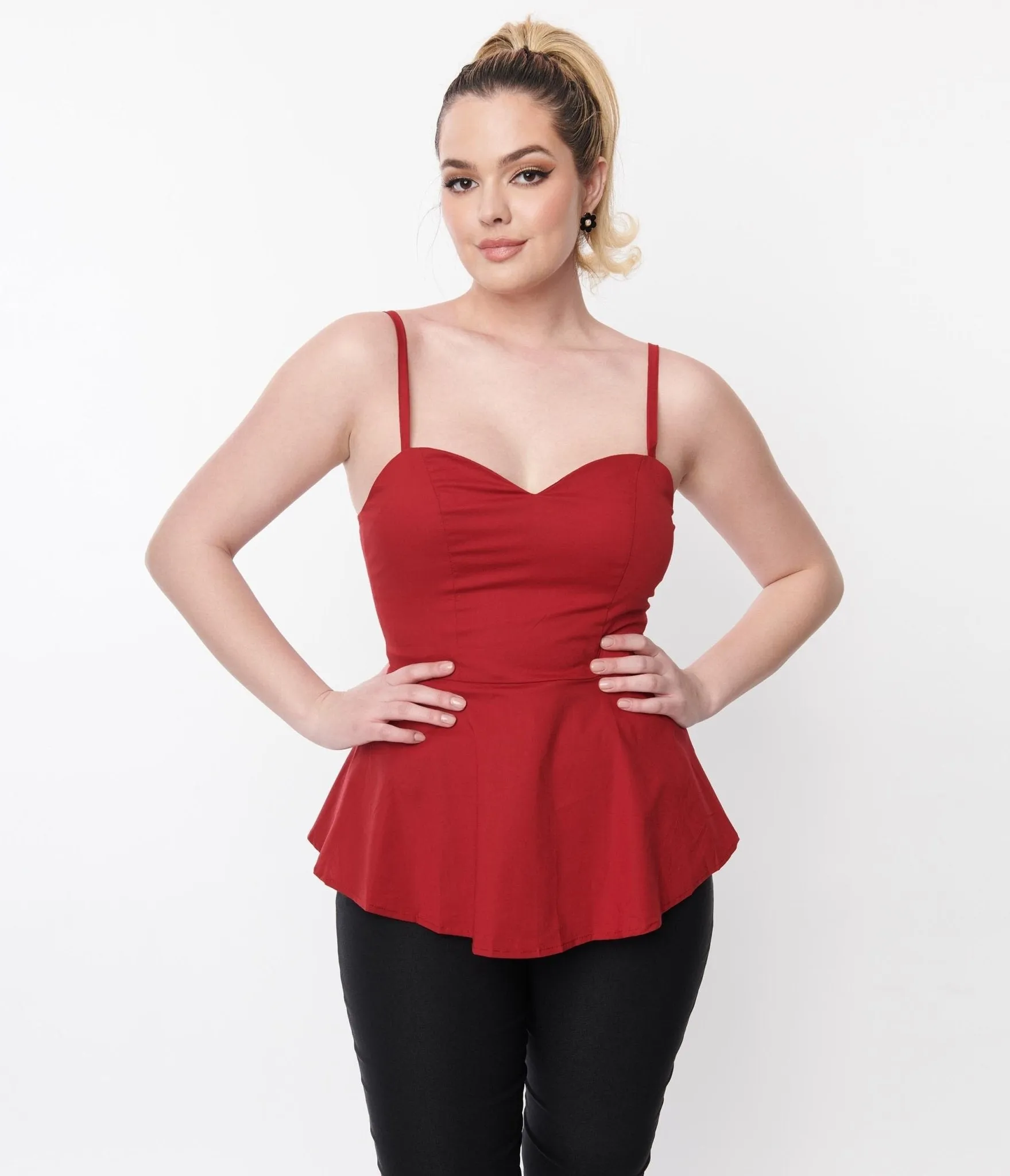 Black & Red Rose Lace Top sold by Unique Vintage product image thumbnail 4