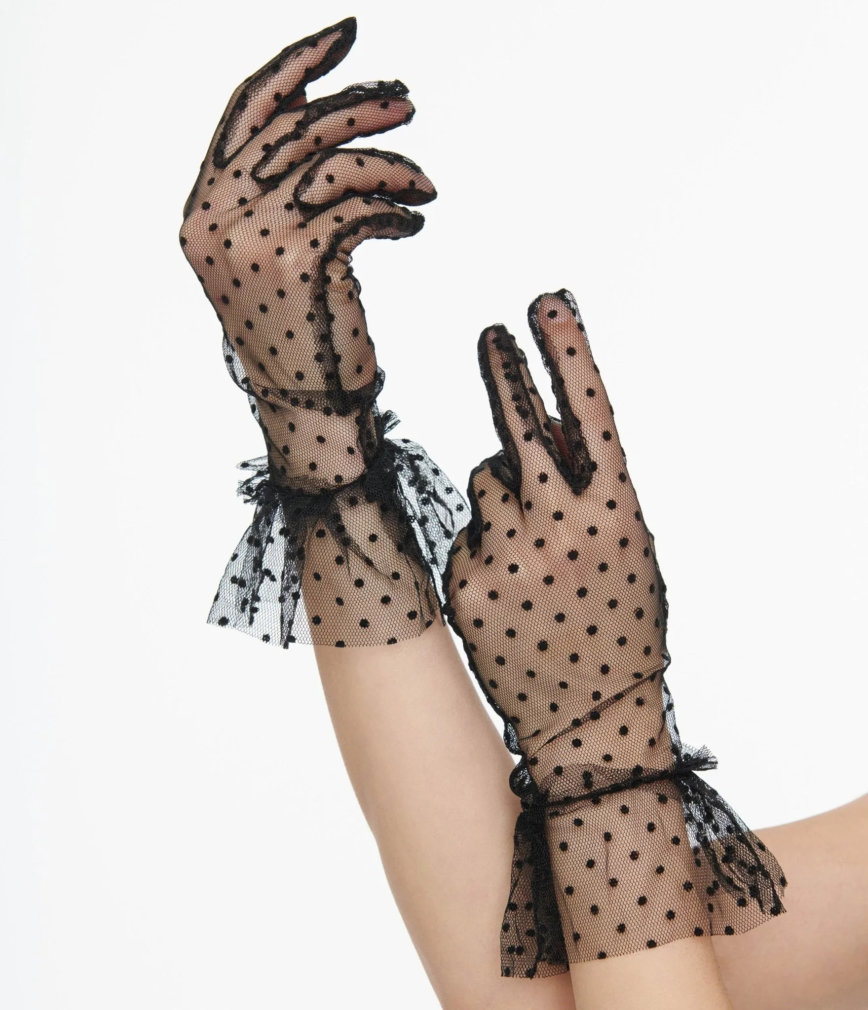 Unique Vintage 1950s Black Dot Mesh Gloves sold by Unique Vintage product image thumbnail 3
