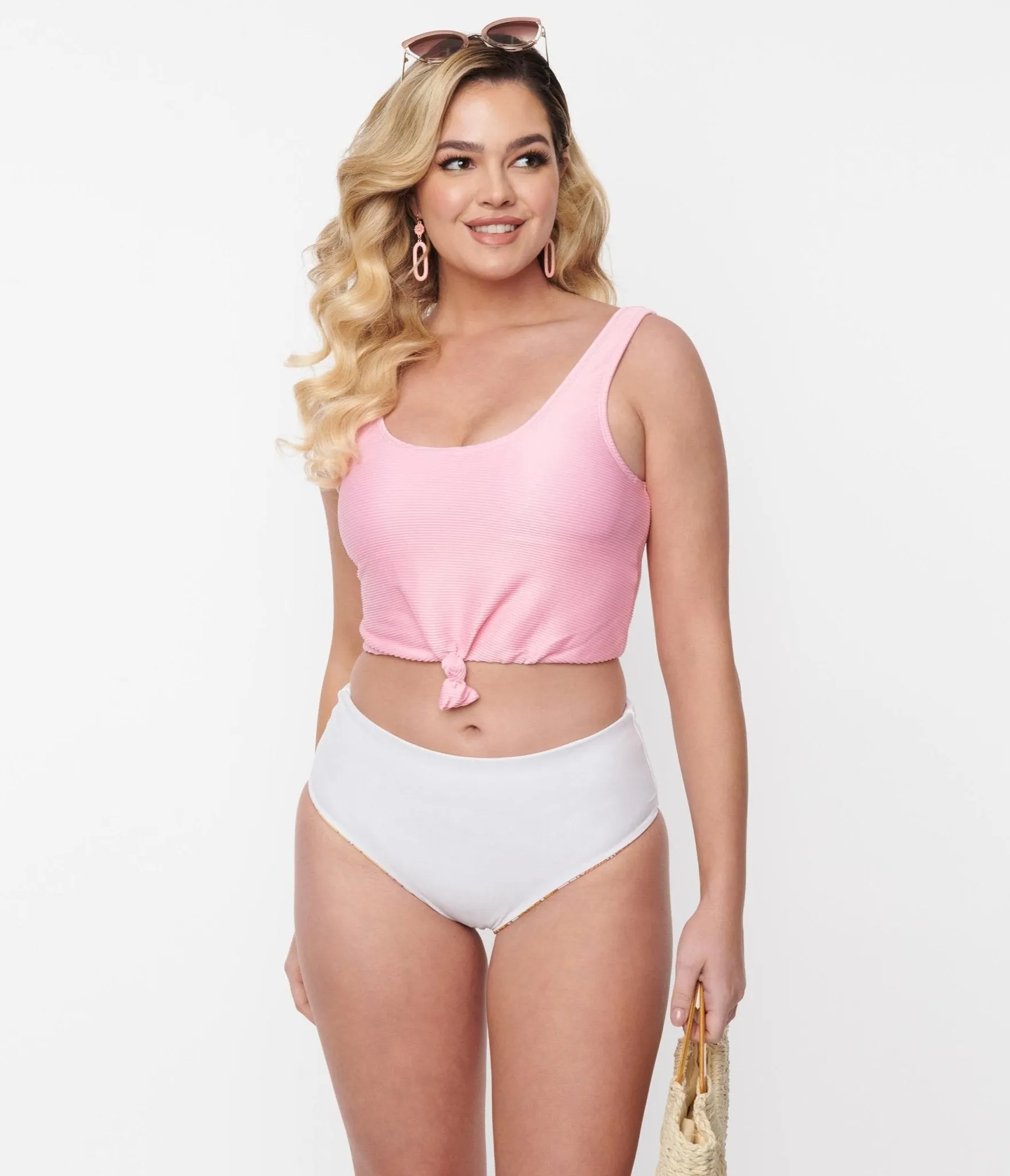 Pink & Orange Florals Reversible Swim Bottom sold by Unique Vintage product image thumbnail 2