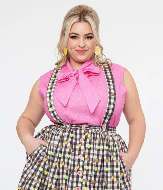 Retrolicious Plus Size 1950s Hot Pink Cotton Bow Top sold by Unique Vintage