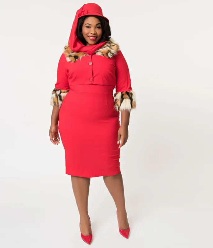 Barbie x Unique Vintage Plus Size Red Matinee Fashion Sheath Dress & Jacket sold by Unique Vintage