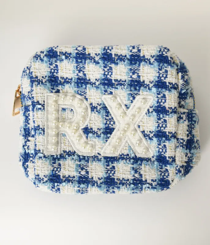 Royal Blue Plaid Mini Rx Travel Bag made by Unique Vintage