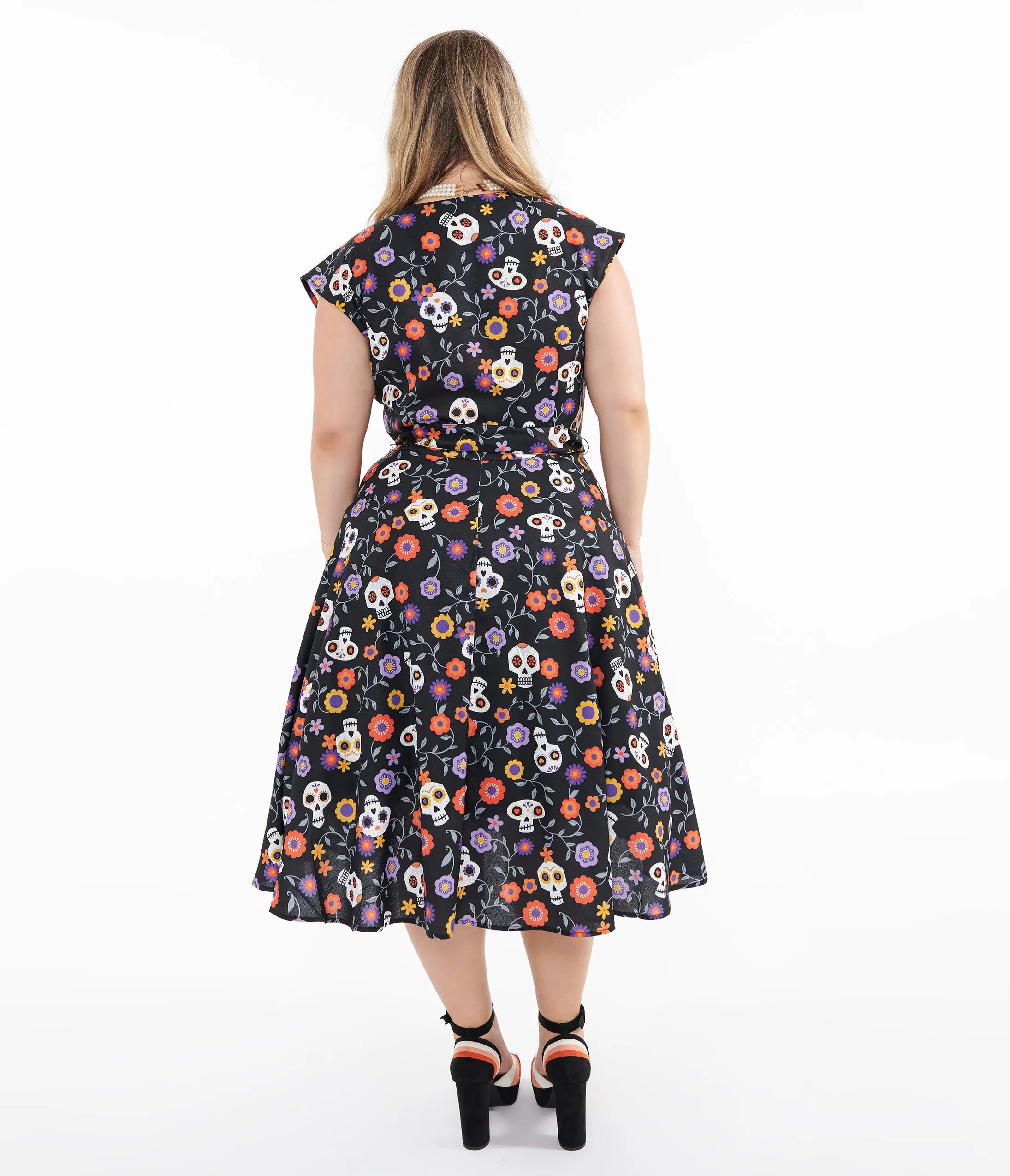 Unique Vintage Plus Size Sugar Skulls Hedda Swing Dress sold by Unique Vintage product image thumbnail 3