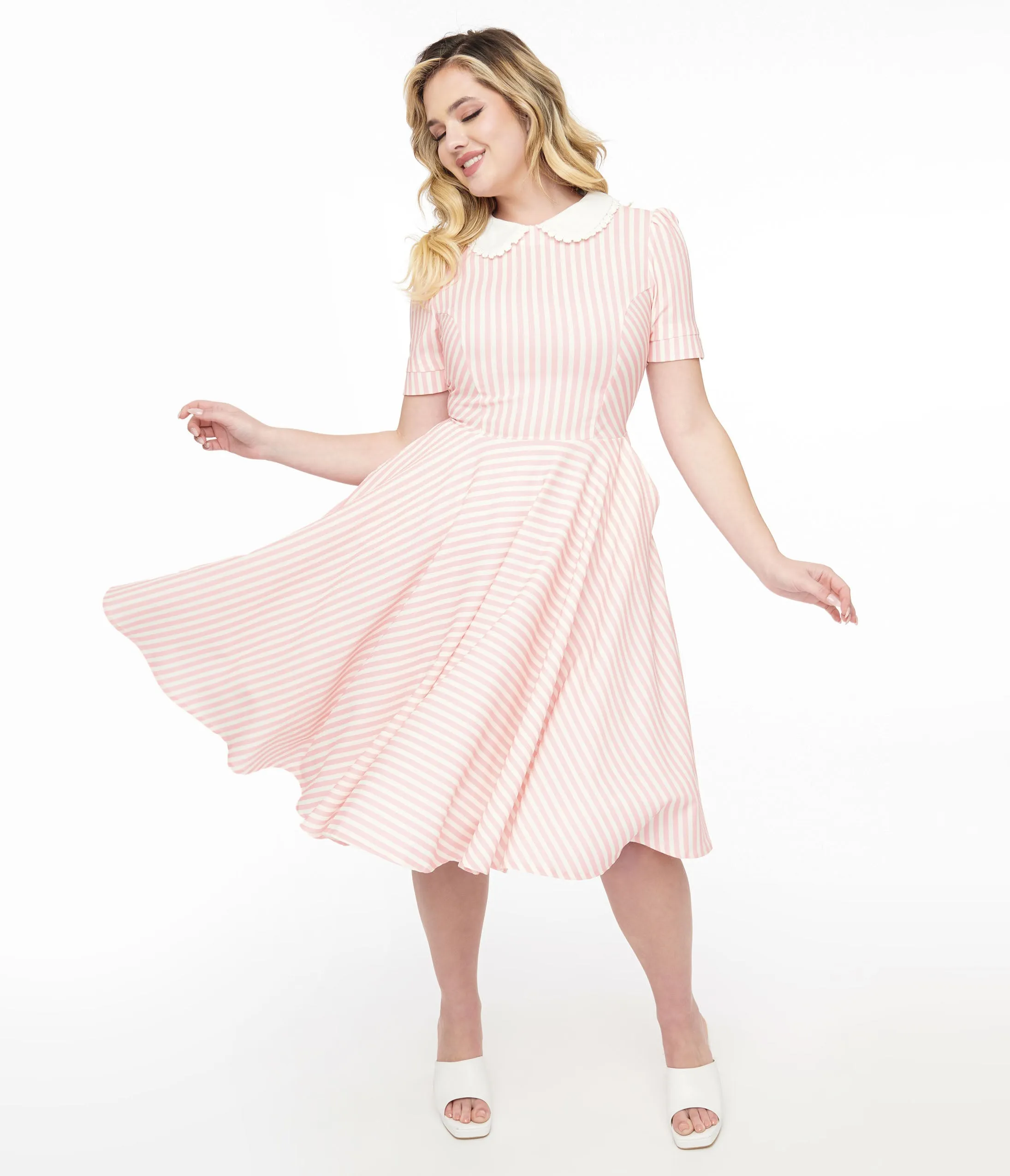 1950s Pink & White Striped Brielle Swing Dress sold by Unique Vintage product image thumbnail 3