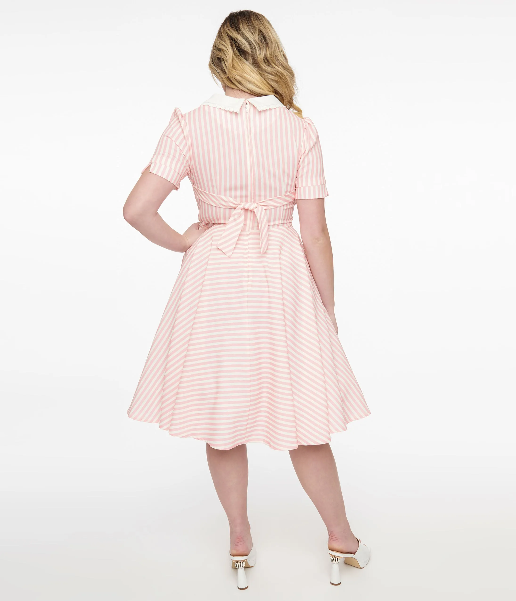 1950s Pink & White Striped Brielle Swing Dress sold by Unique Vintage product image thumbnail 2
