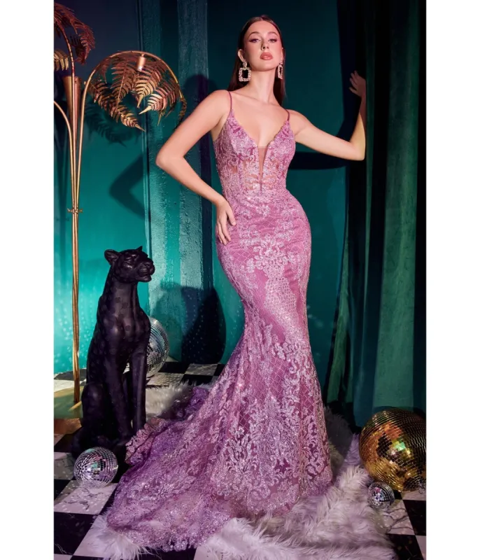Cinderella Divine  Amethyst Embellished Mermaid Prom Dress made by Unique Vintage