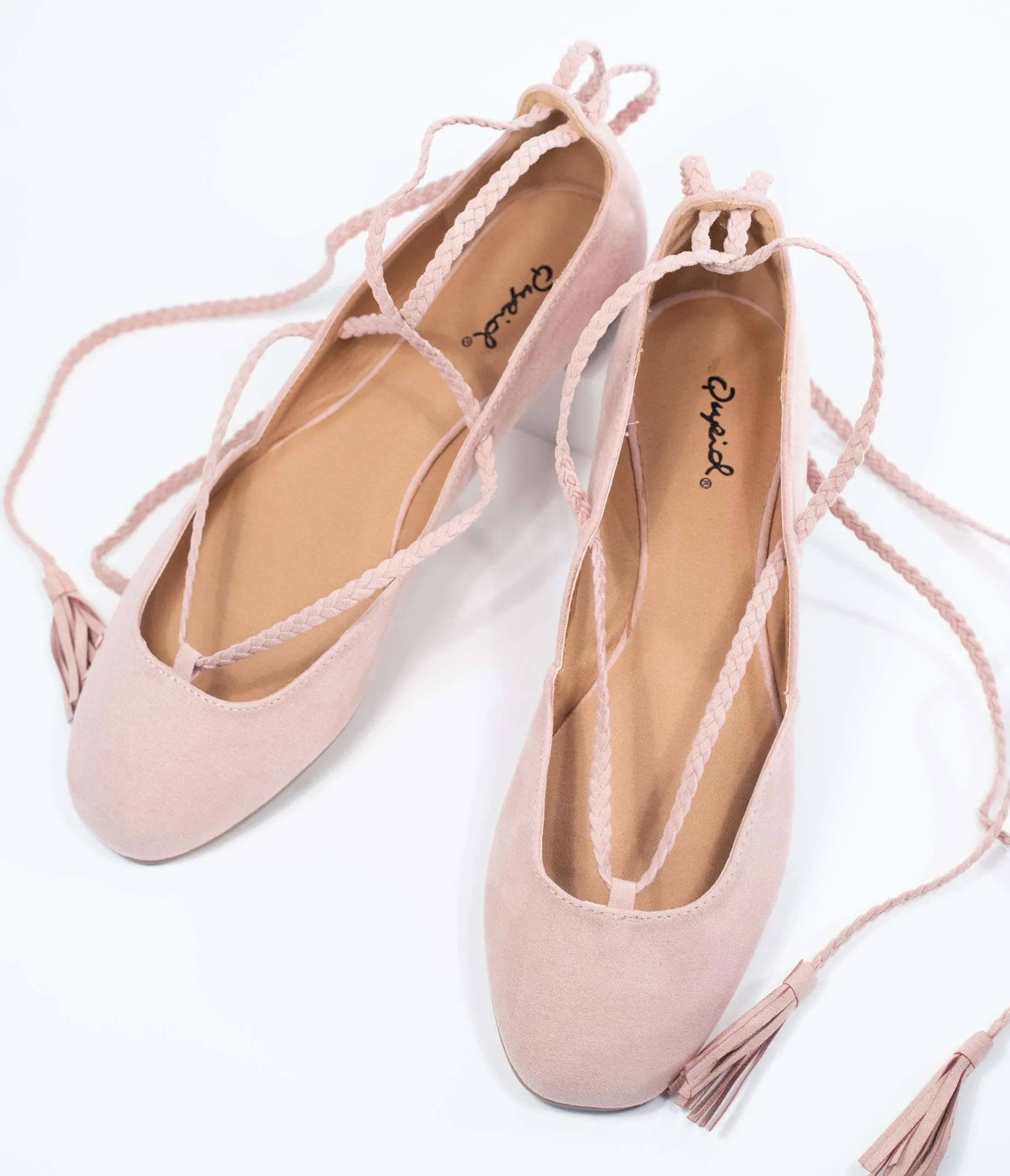 Blush Pink Suede Lace Up Flats sold by Unique Vintage product image thumbnail 5