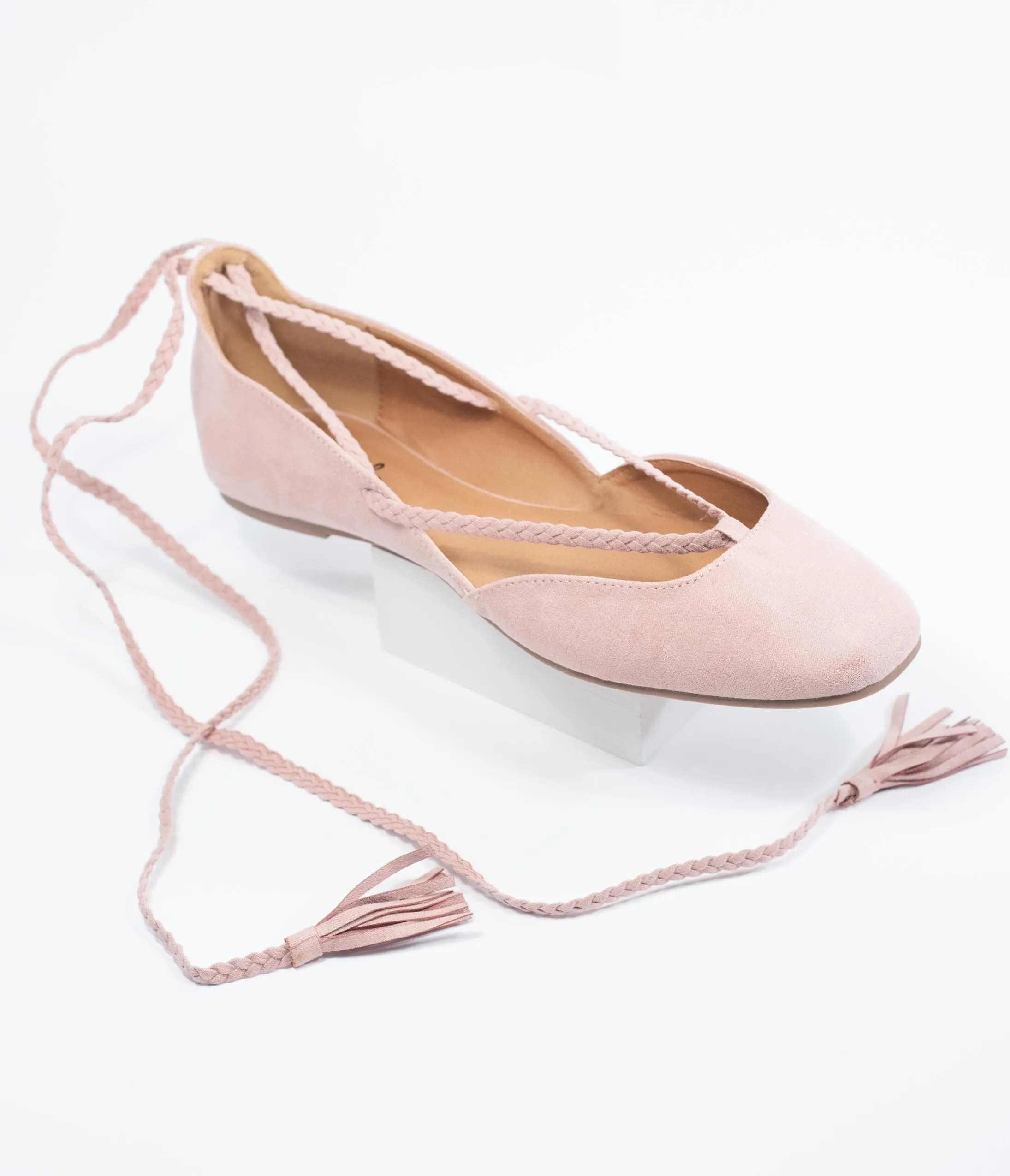 Blush Pink Suede Lace Up Flats sold by Unique Vintage product image thumbnail 4