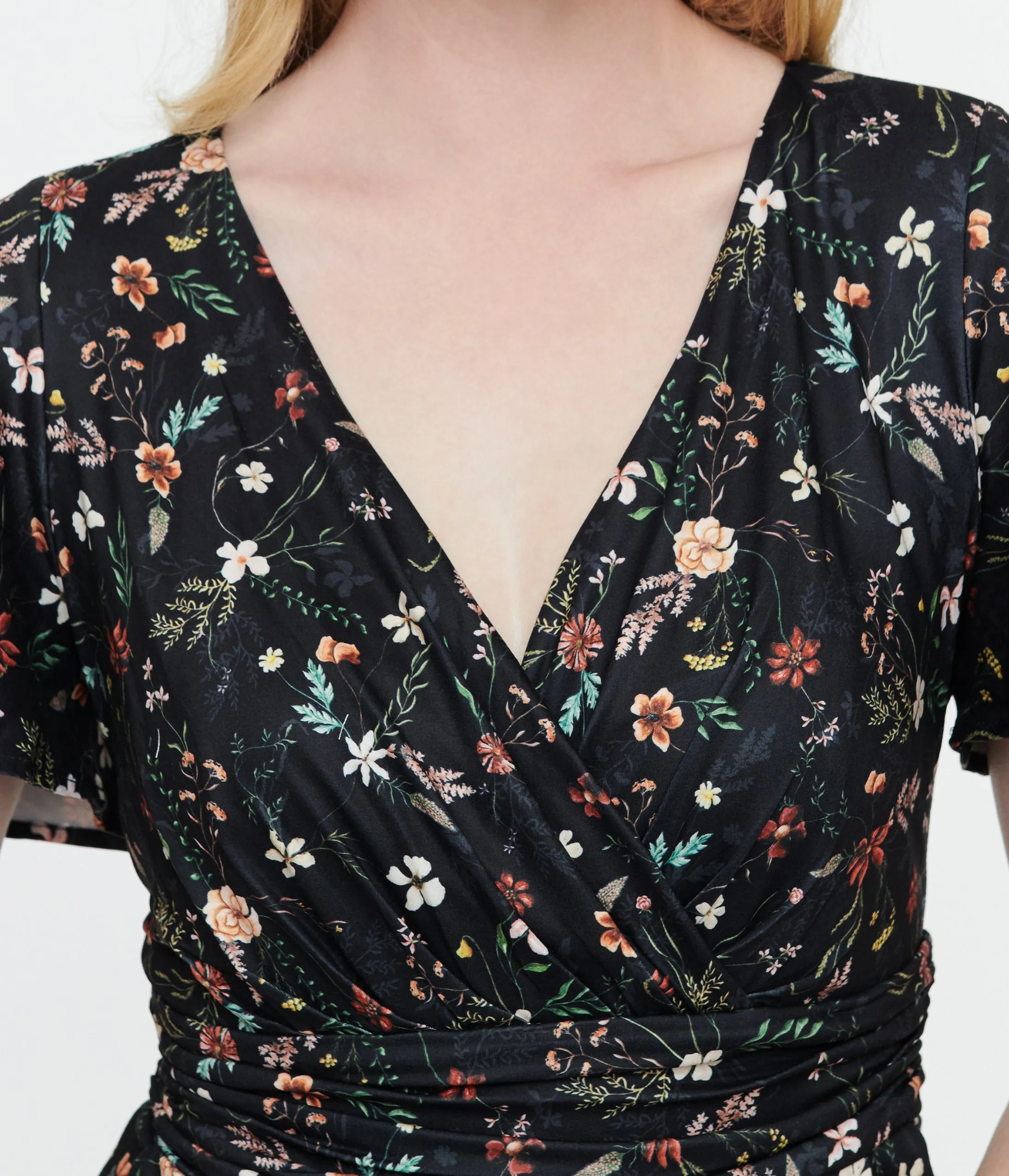 Dolly & Dotty Black Floral Meadow Butterfly Sleeve Jumpsuit sold by Unique Vintage product image thumbnail 2