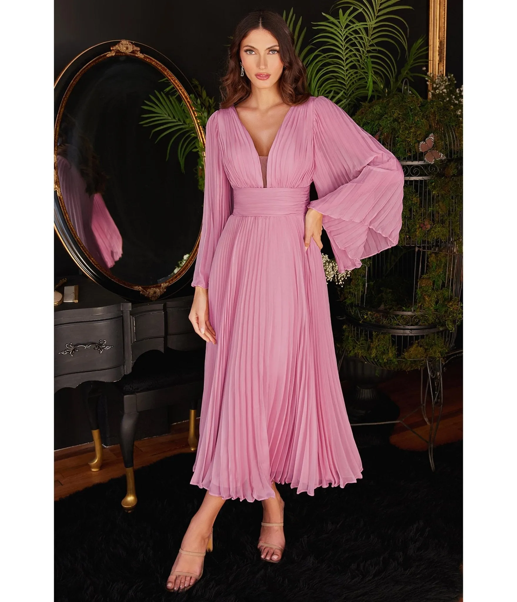 Cinderella Divine Light Pink Pleated Midi Bridesmaid Dress sold by Unique Vintage