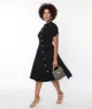 Unique Vintage Black Button Swing Dress sold by Unique Vintage