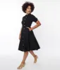 Unique Vintage Black Button Swing Dress sold by Unique Vintage