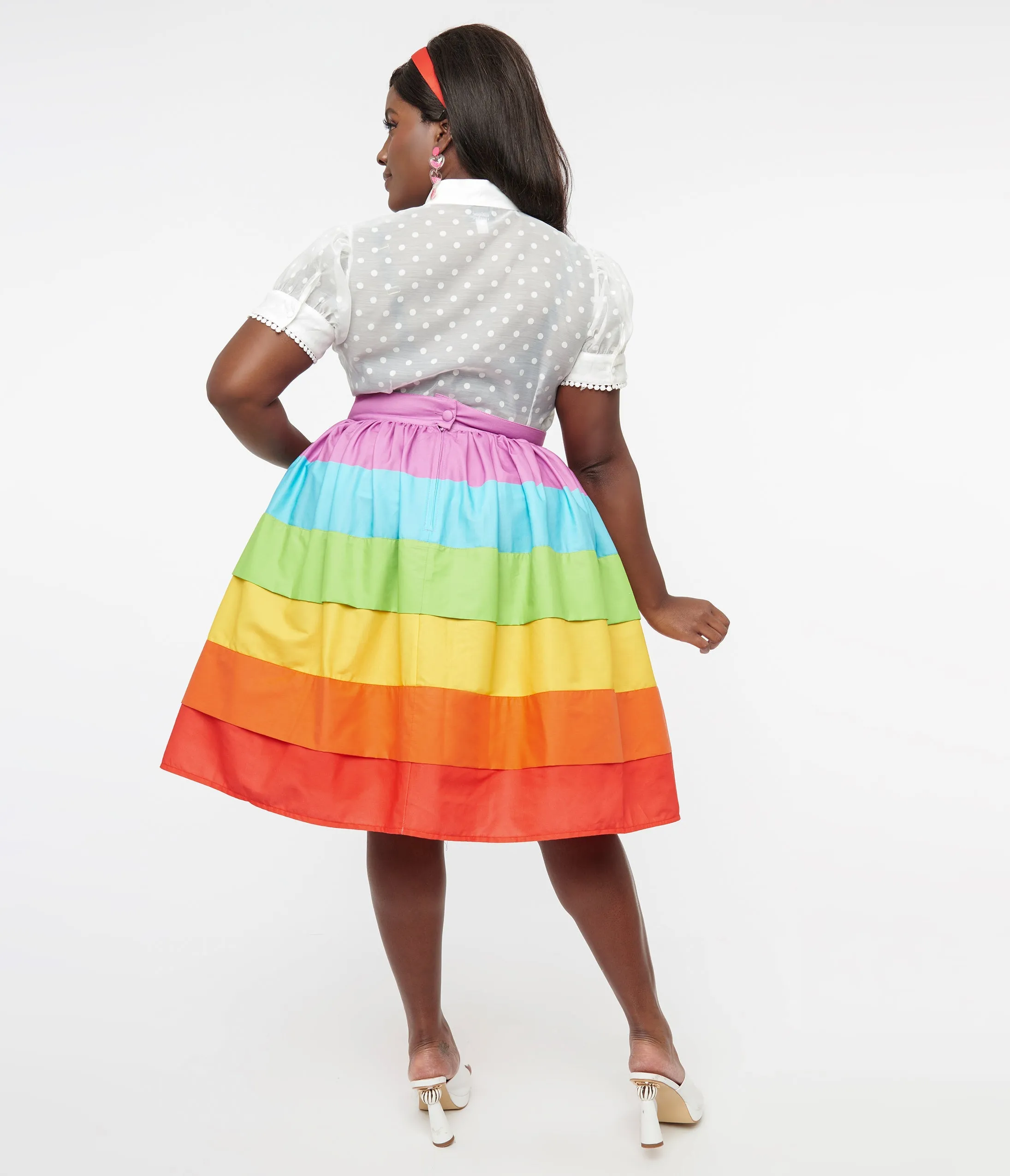 Unique Vintage Plus Size 1950s Rainbow Stripe Gellar Swing Skirt sold by Unique Vintage product image thumbnail 3