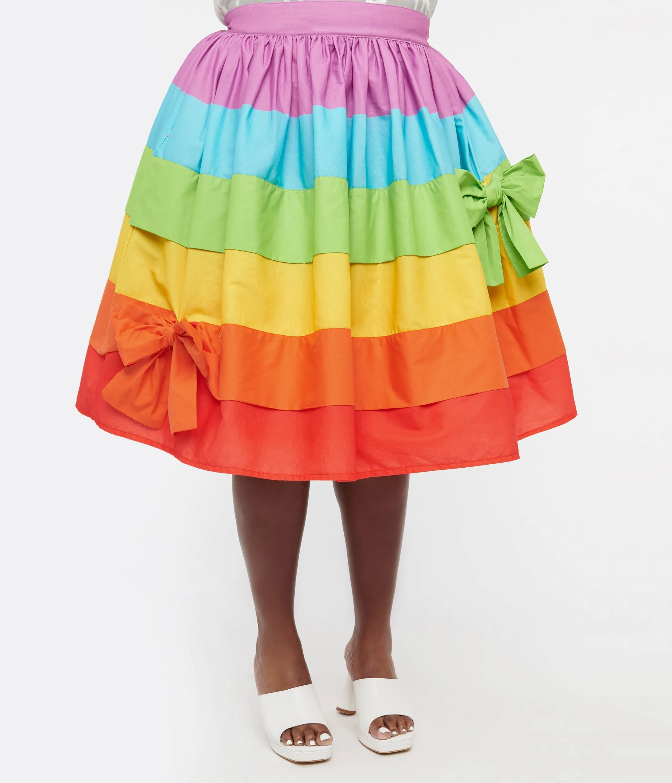 Unique Vintage Plus Size 1950s Rainbow Stripe Gellar Swing Skirt sold by Unique Vintage product image thumbnail 2