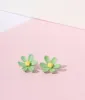 Green Flower Stud Earrings sold by Unique Vintage