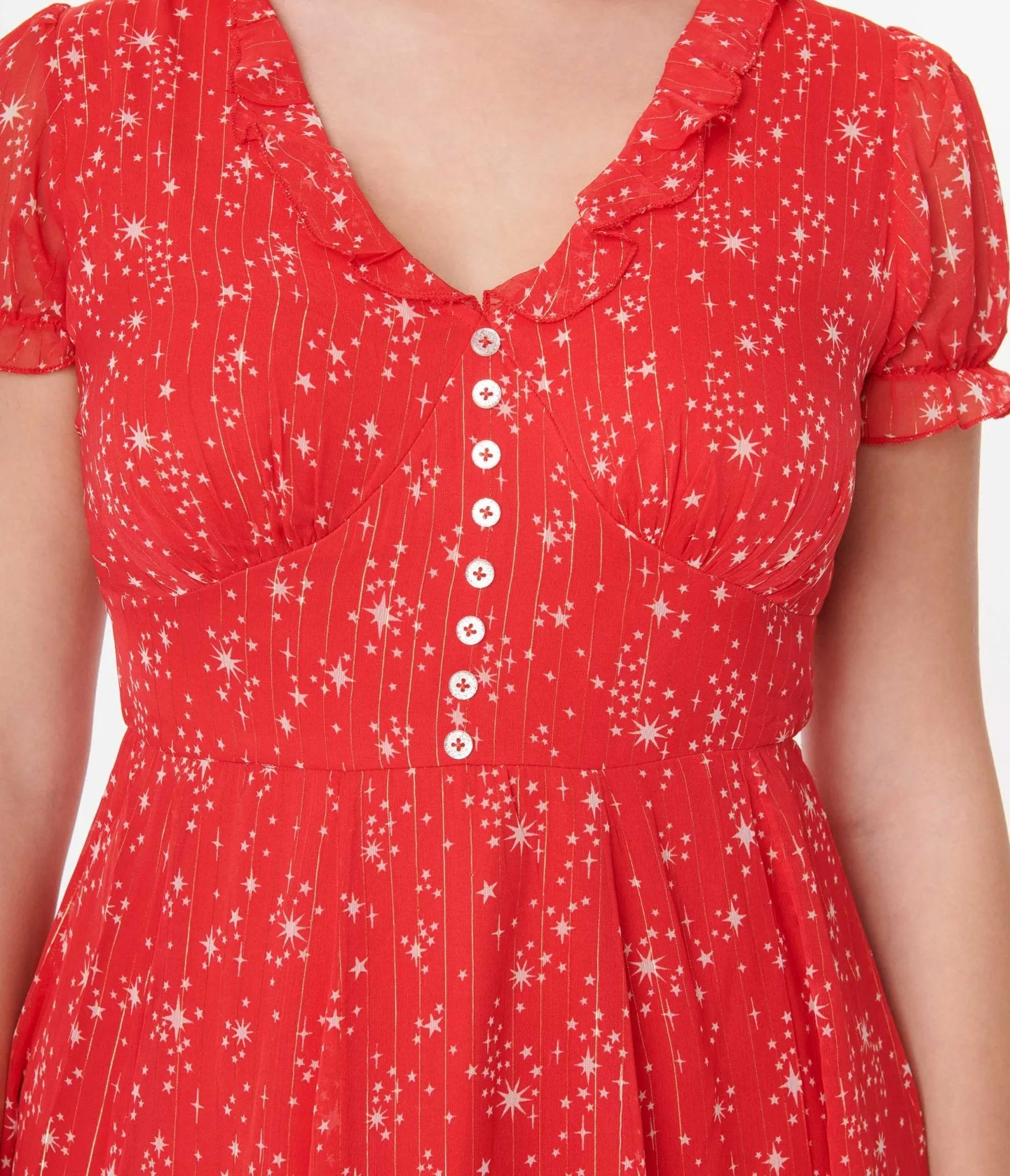 Hell Bunny Red & White Star Cassiopeia Swing Dress sold by Unique Vintage product image thumbnail 2