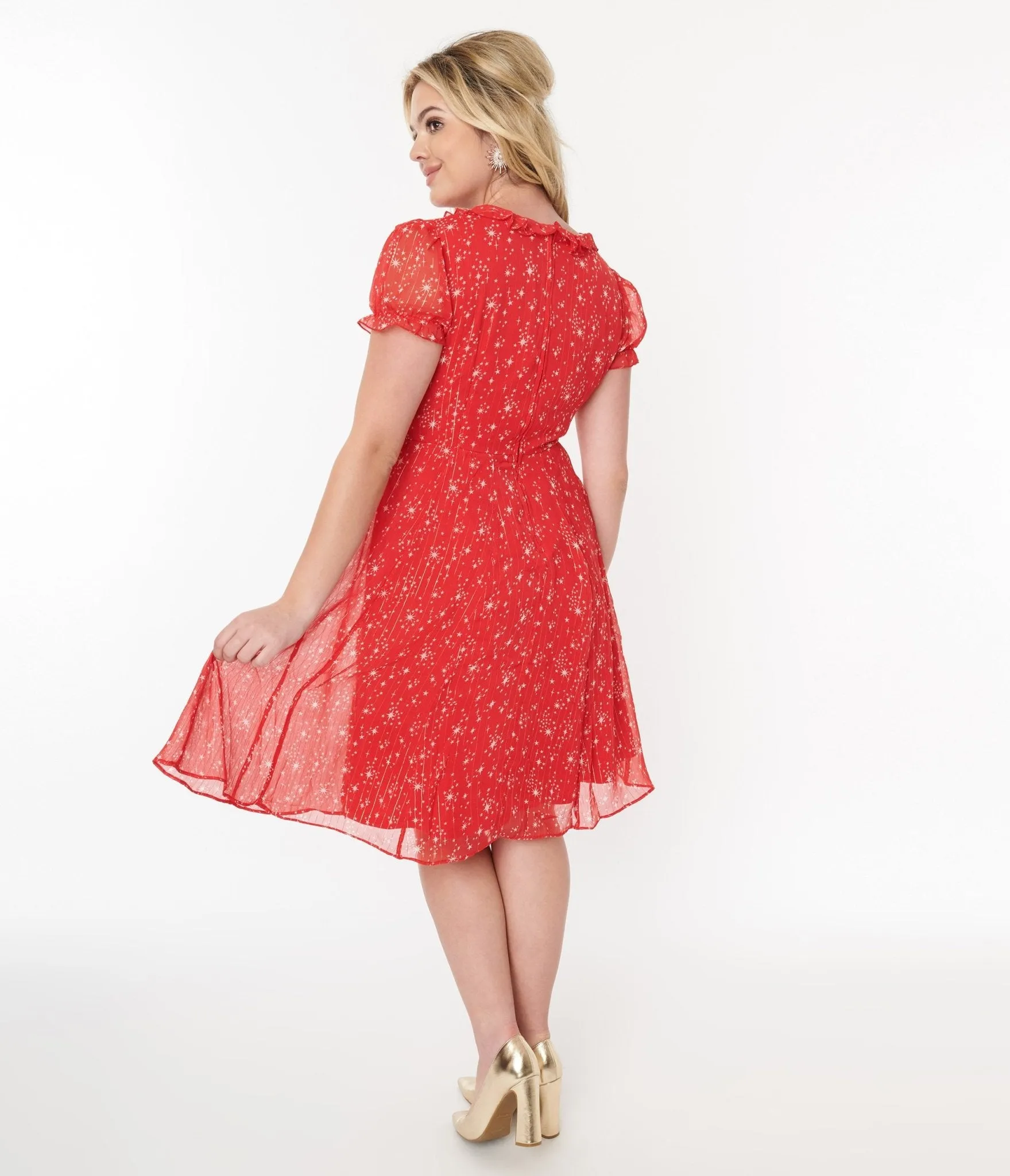 Hell Bunny Red & White Star Cassiopeia Swing Dress sold by Unique Vintage product image thumbnail 3