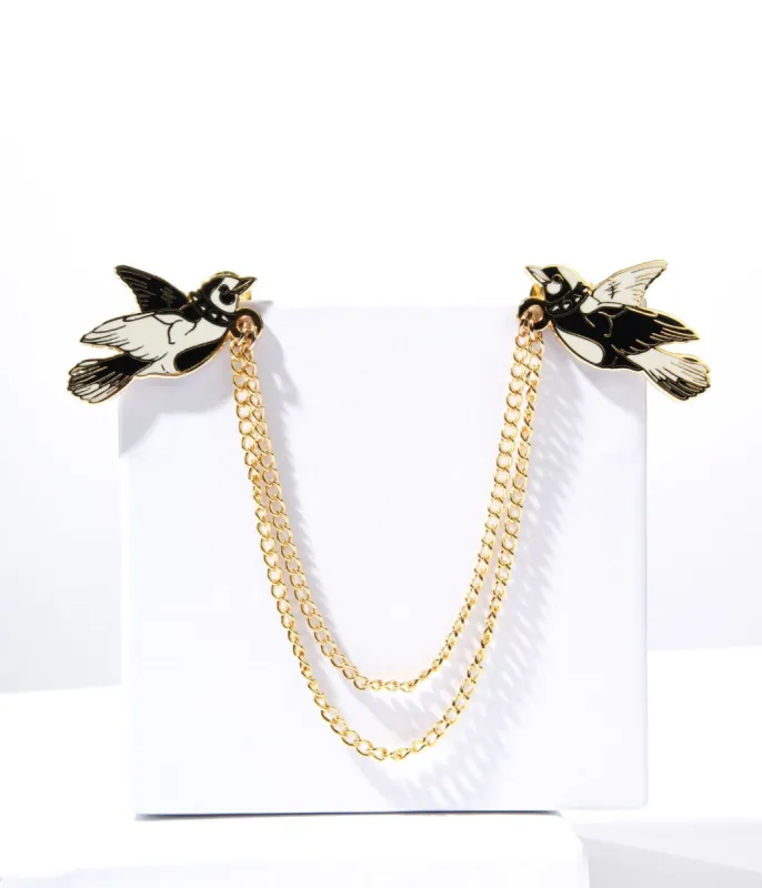 Love Birds Collar Enamel Pin Set sold by Unique Vintage