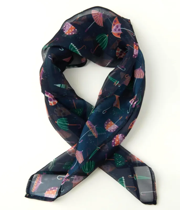 Unique Vintage Navy & Umbrella Print Hair Scarf sold by Unique Vintage
