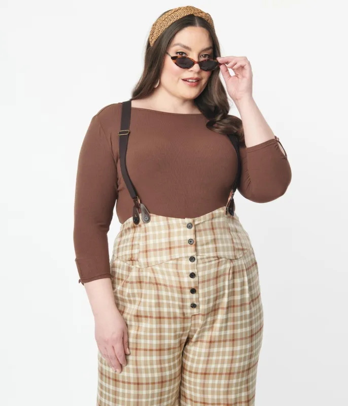 Unique Vintage Plus Size 1950s Brown Gracie Top sold by Unique Vintage