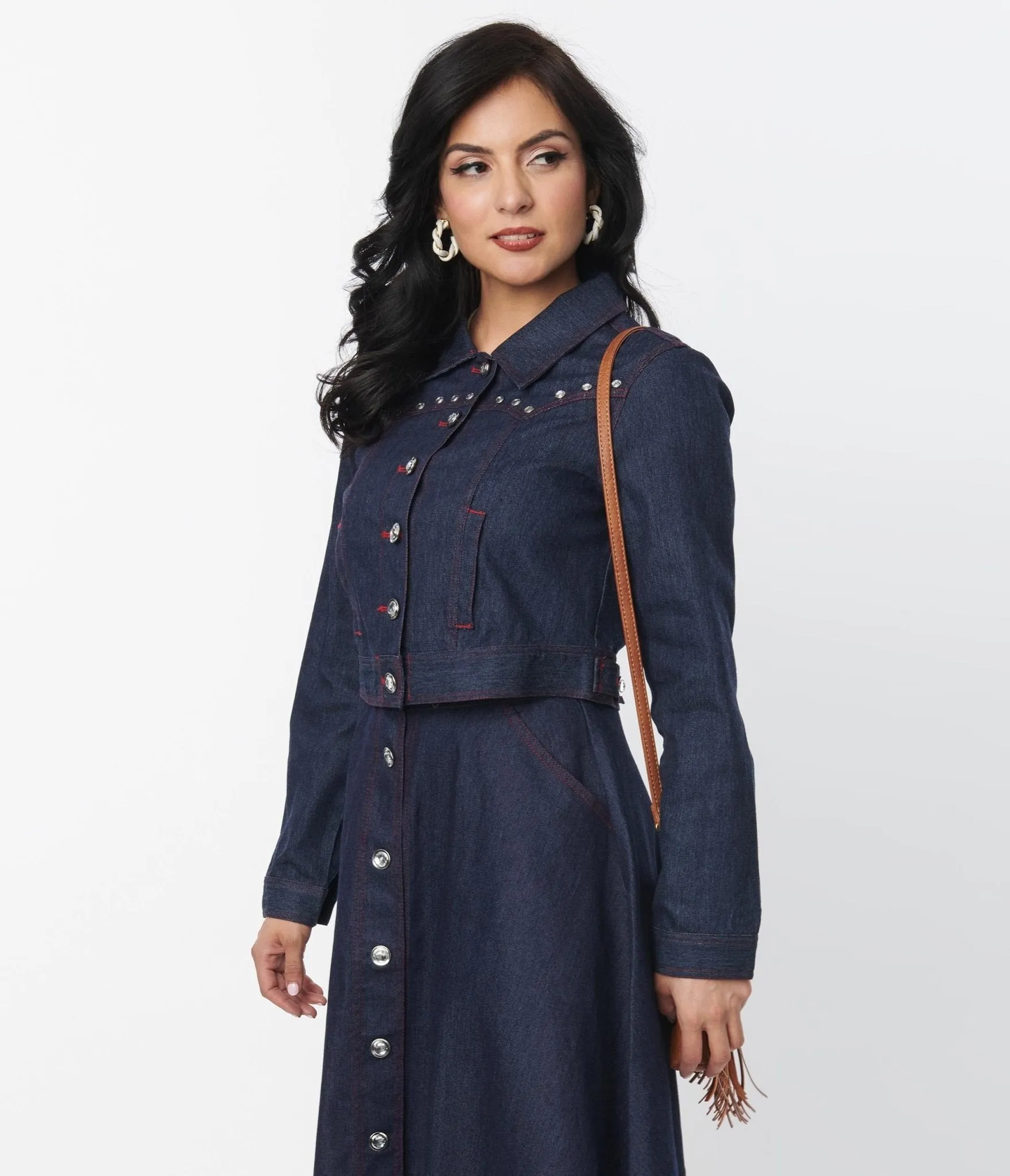 Unique Vintage Dark Denim Western Boxy Crop Jacket sold by Unique Vintage product image thumbnail 5