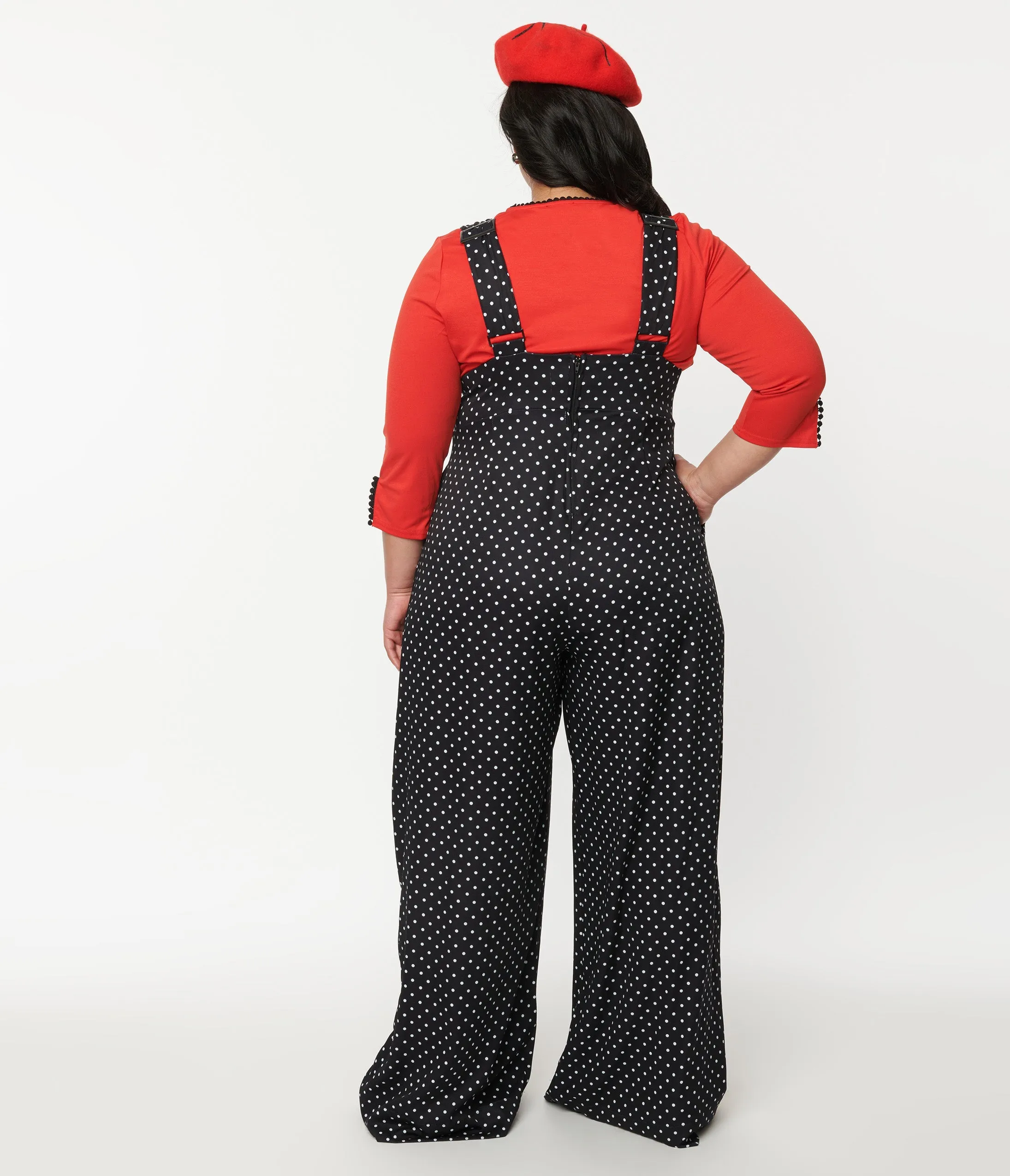 Unique Vintage Plus Size Black & White Pin Dot Rochelle Suspender Pants sold by Unique Vintage product image thumbnail 2