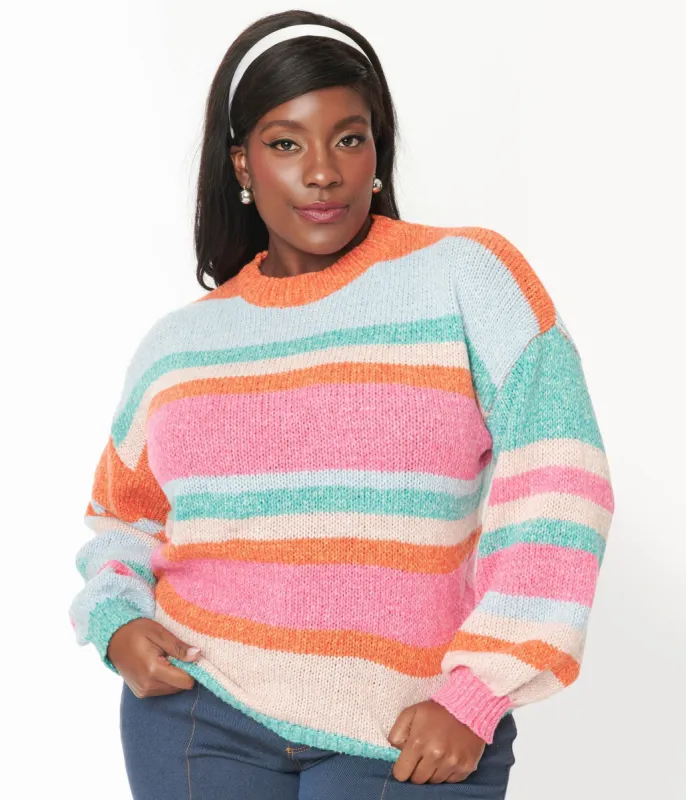 Multicolor Striped Pullover Sweater sold by Unique Vintage