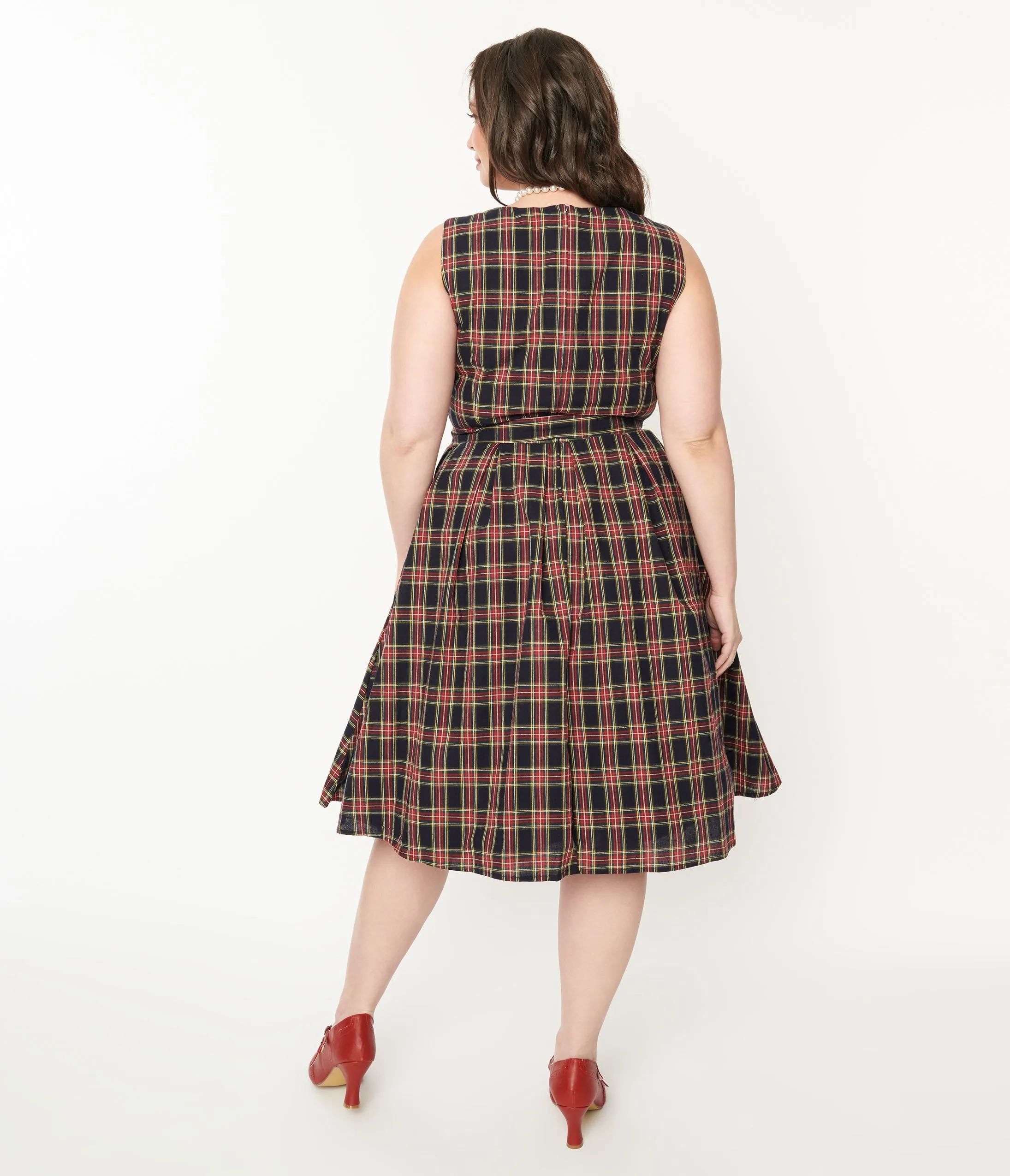 Dolly & Dotty Black & Red Plaid Annie Swing Dress sold by Unique Vintage product image thumbnail 3