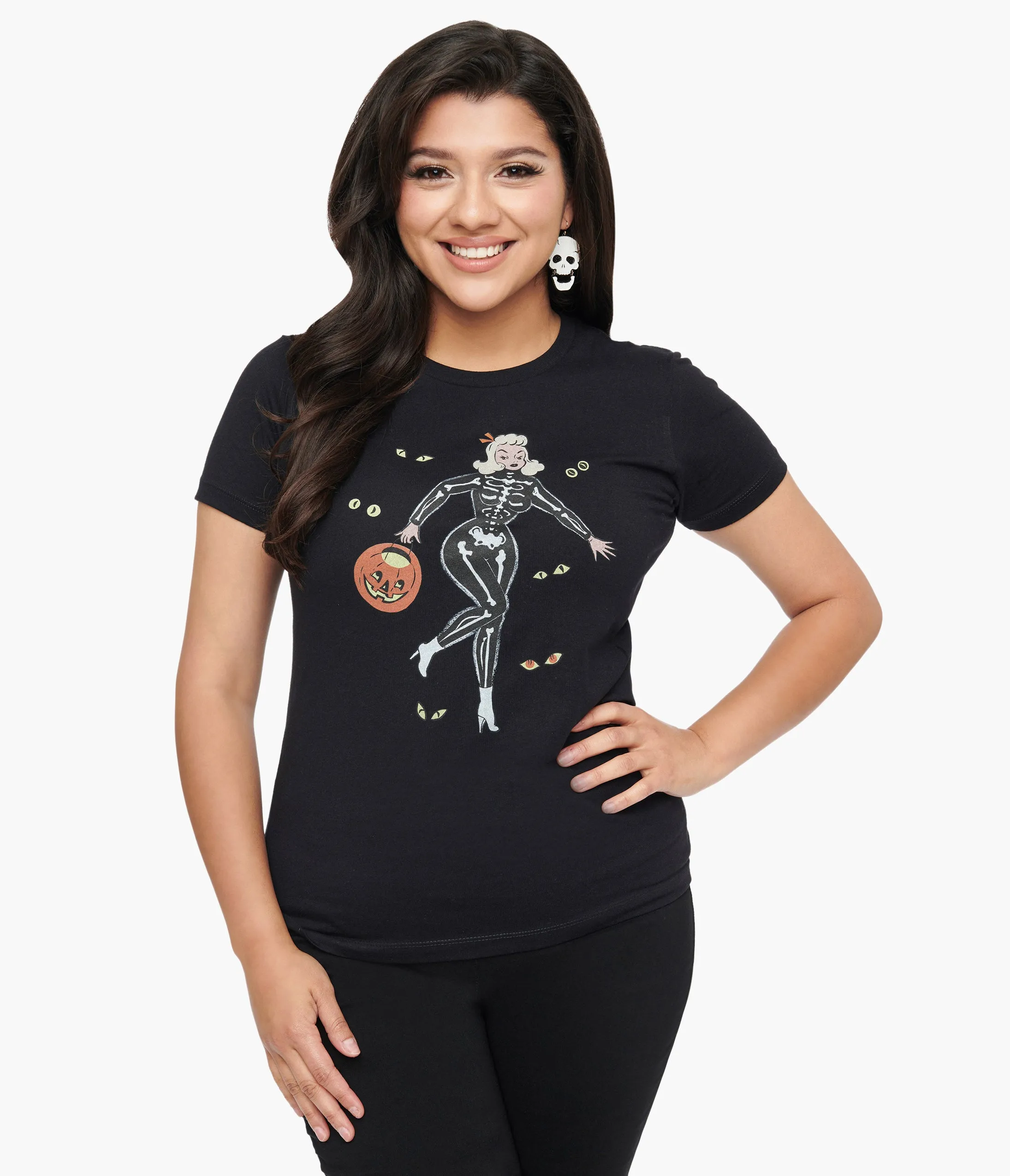 Black Spooky Night Fitted Graphic Tee sold by Unique Vintage product image thumbnail 3