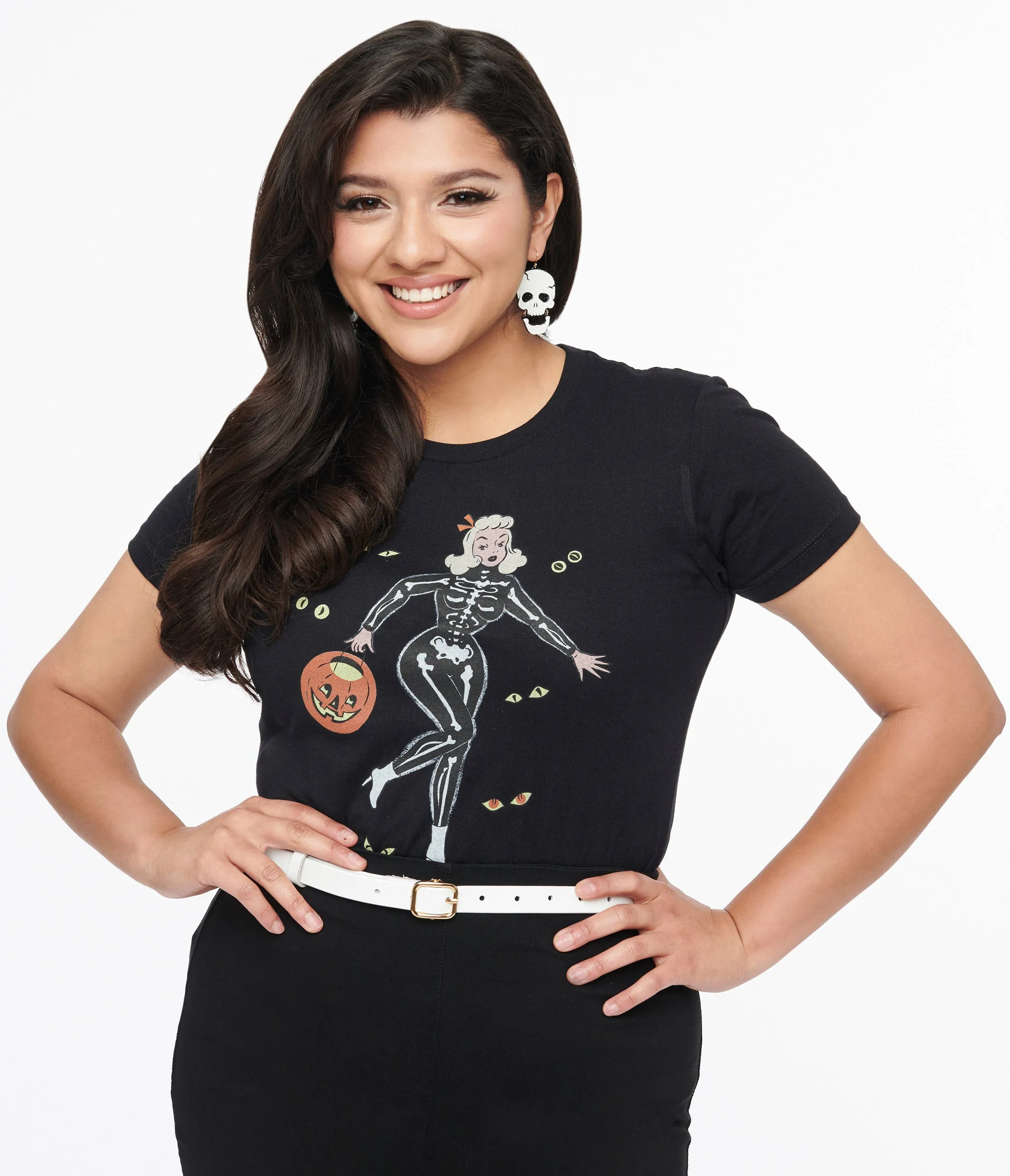 Black Spooky Night Fitted Graphic Tee sold by Unique Vintage