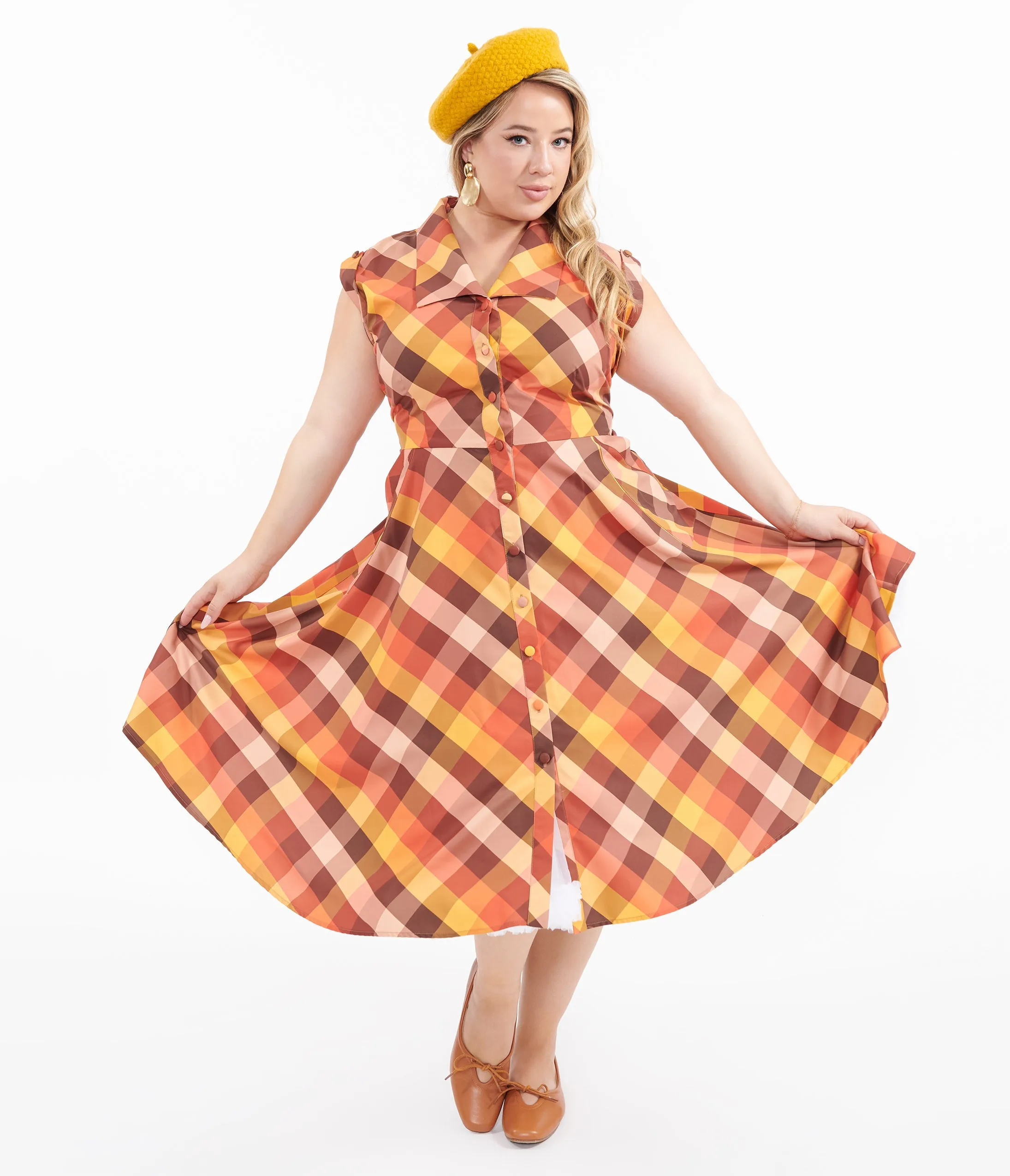 Unique Vintage Plus Size 1950s Fall Madras Plaid Shirt Dress sold by Unique Vintage product image thumbnail 3