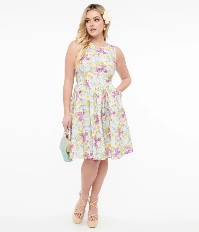 Retrolicious 1950s Vintage Style Wildflower Cotton Swing Dress sold by Unique Vintage
