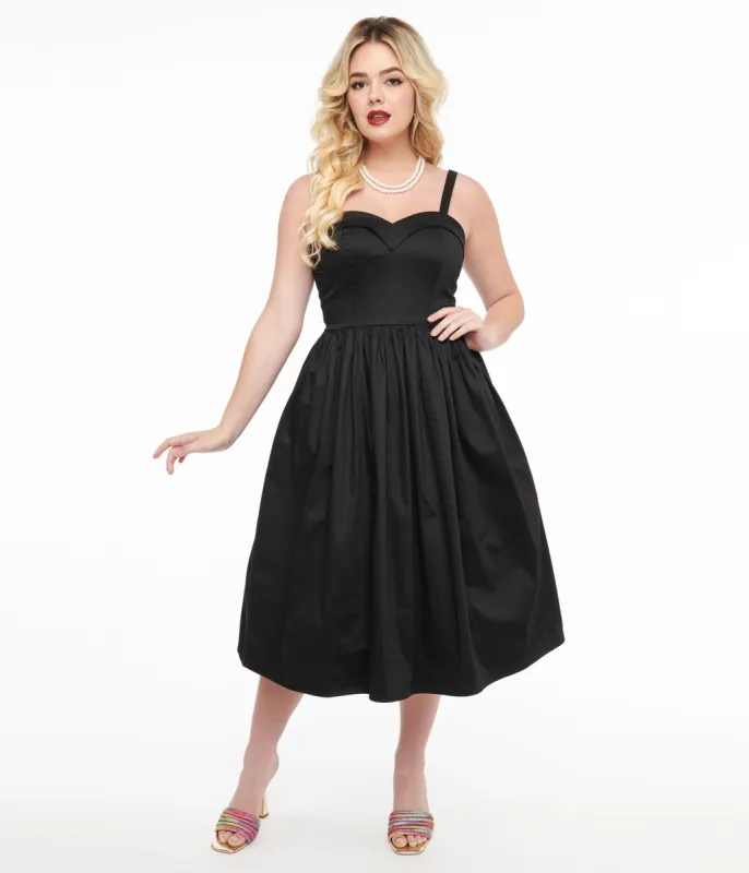 Collectif 1950s Black Kiana Swing Dress sold by Unique Vintage