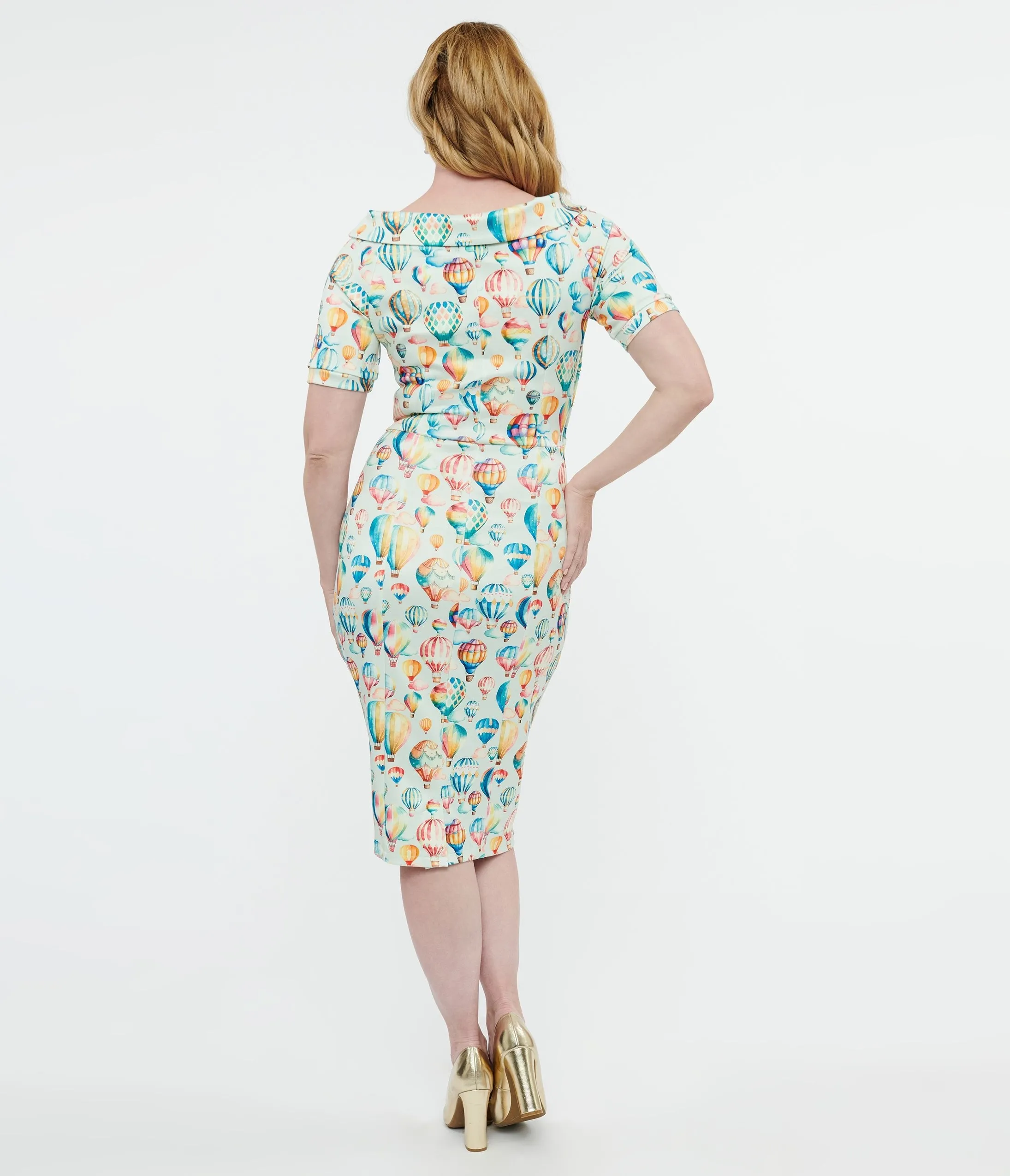 Dolly & Dotty 1950s Light Blue Hot Air Balloon Valerie Wiggle Dress sold by Unique Vintage product image thumbnail 3