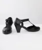 Unique Vintage 1920s Black Leatherette Closed Toe T-Strap Roxy Pumps sold by Unique Vintage
