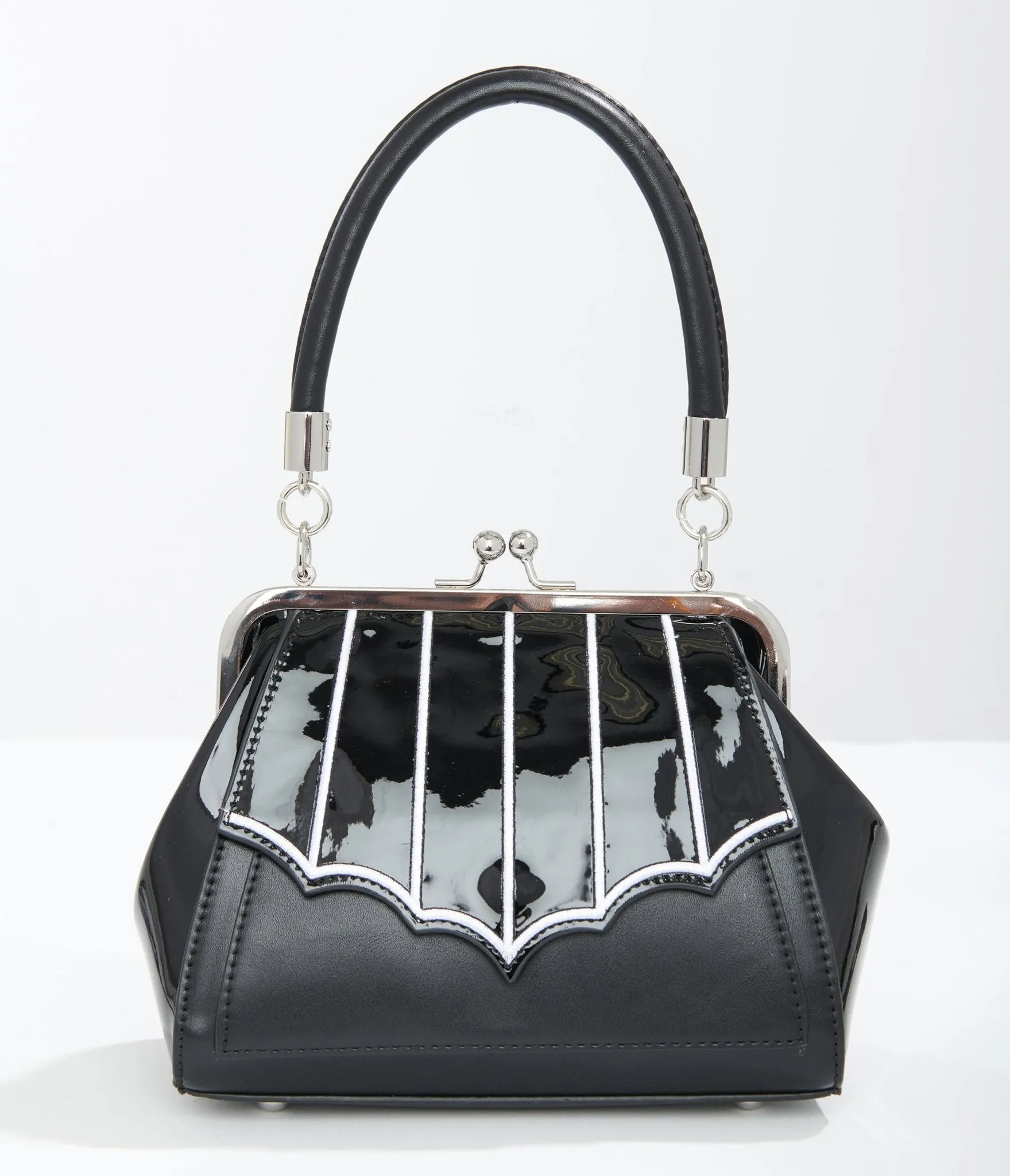 1950s Black & White Bat Wing Miss Foxy Handbag sold by Unique Vintage