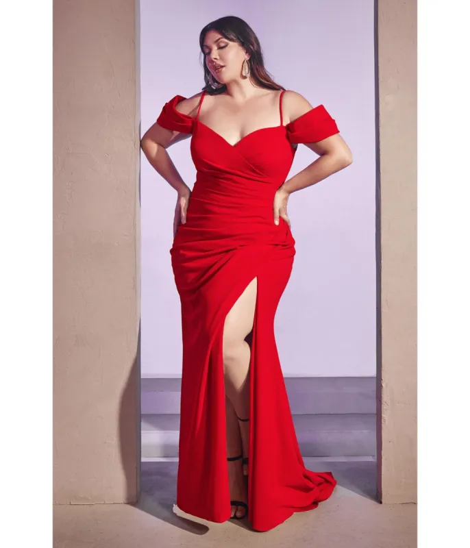 Cinderella Divine  Plus Size Red Regal Off Shoulder Bridesmaid Dress sold by Unique Vintage