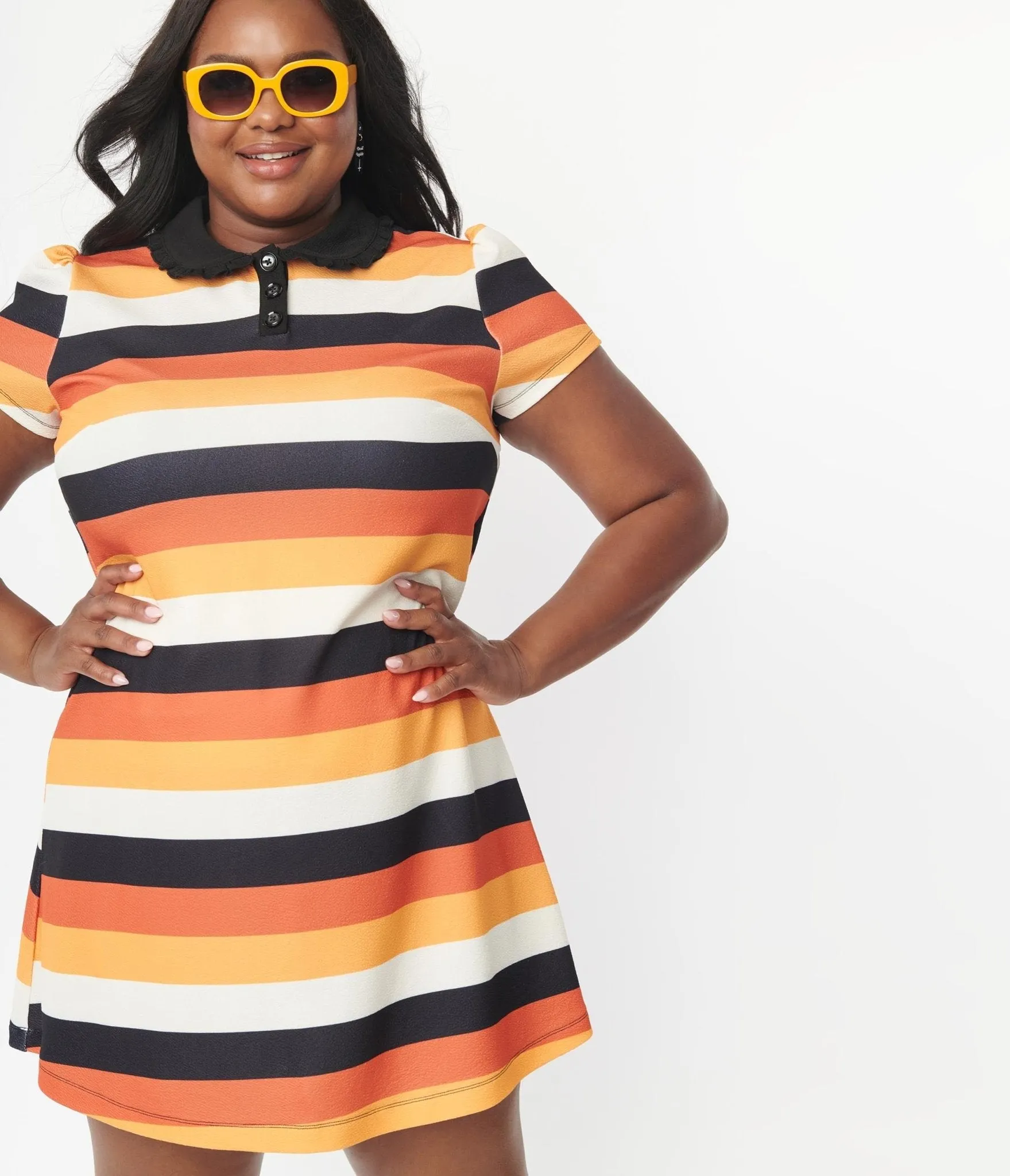 Unique Vintage Plus Size Candy Corn Stripes Mini Dress sold by Unique Vintage product image thumbnail 5