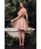 Ladivine by Cinderella Divine Blush Glitter Tulle Off Shoulder Corset Mini Dress sold by Unique Vintage