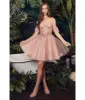 Ladivine by Cinderella Divine Blush Glitter Tulle Off Shoulder Corset Mini Dress sold by Unique Vintage