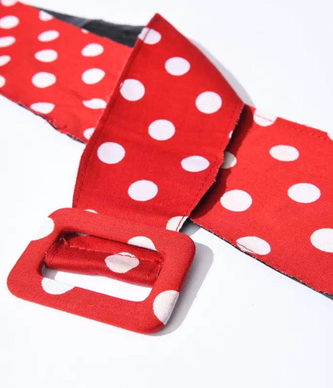 Red & White Polka Dot Wide Belt sold by Unique Vintage