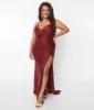 Plus Size 1930s Style Burgundy Sequin Bombshell Gown sold by Unique Vintage