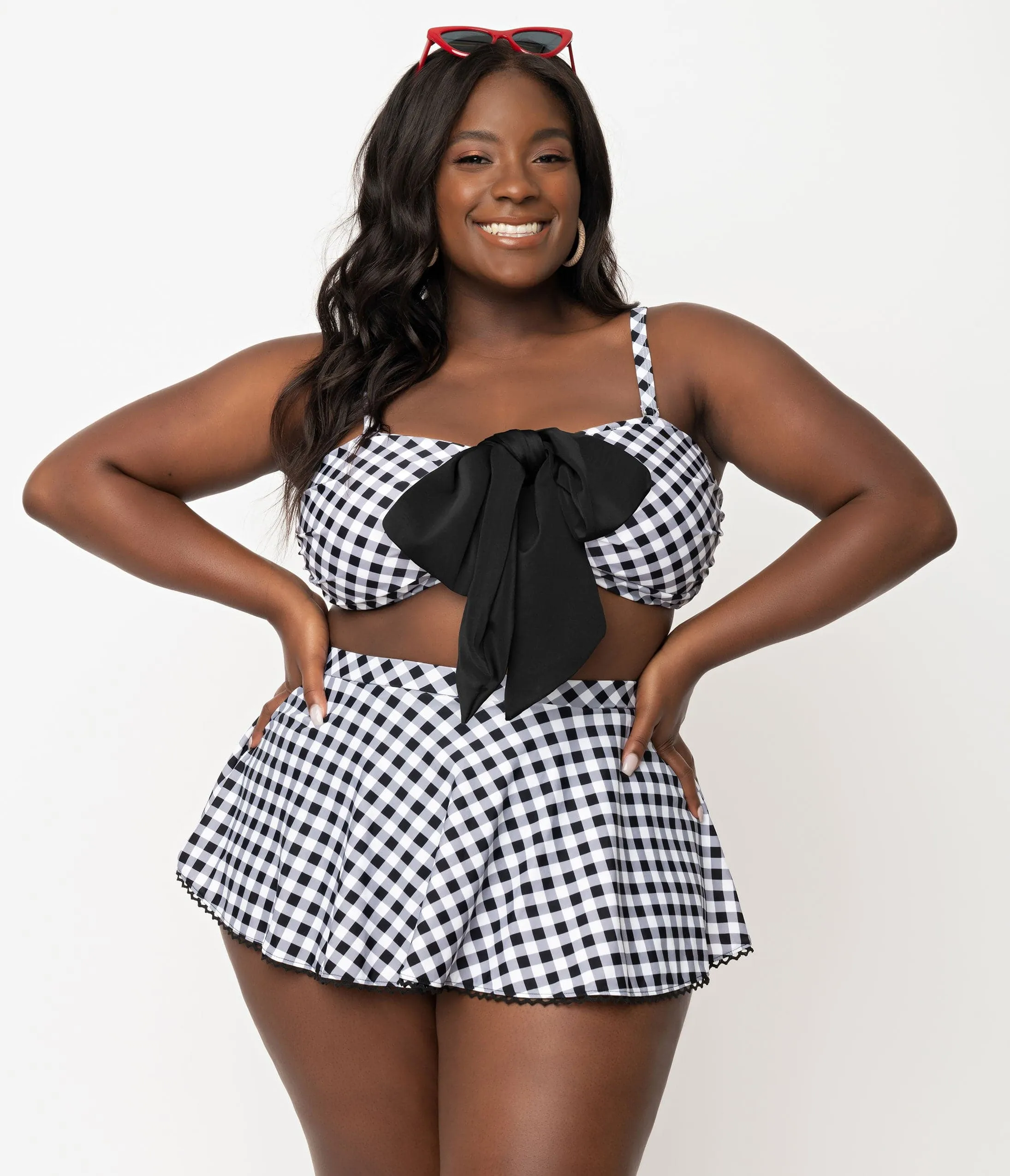 Unique Vintage Plus Size Black & White Gingham Bow Rialto Bikini Top sold by Unique Vintage product image thumbnail 3