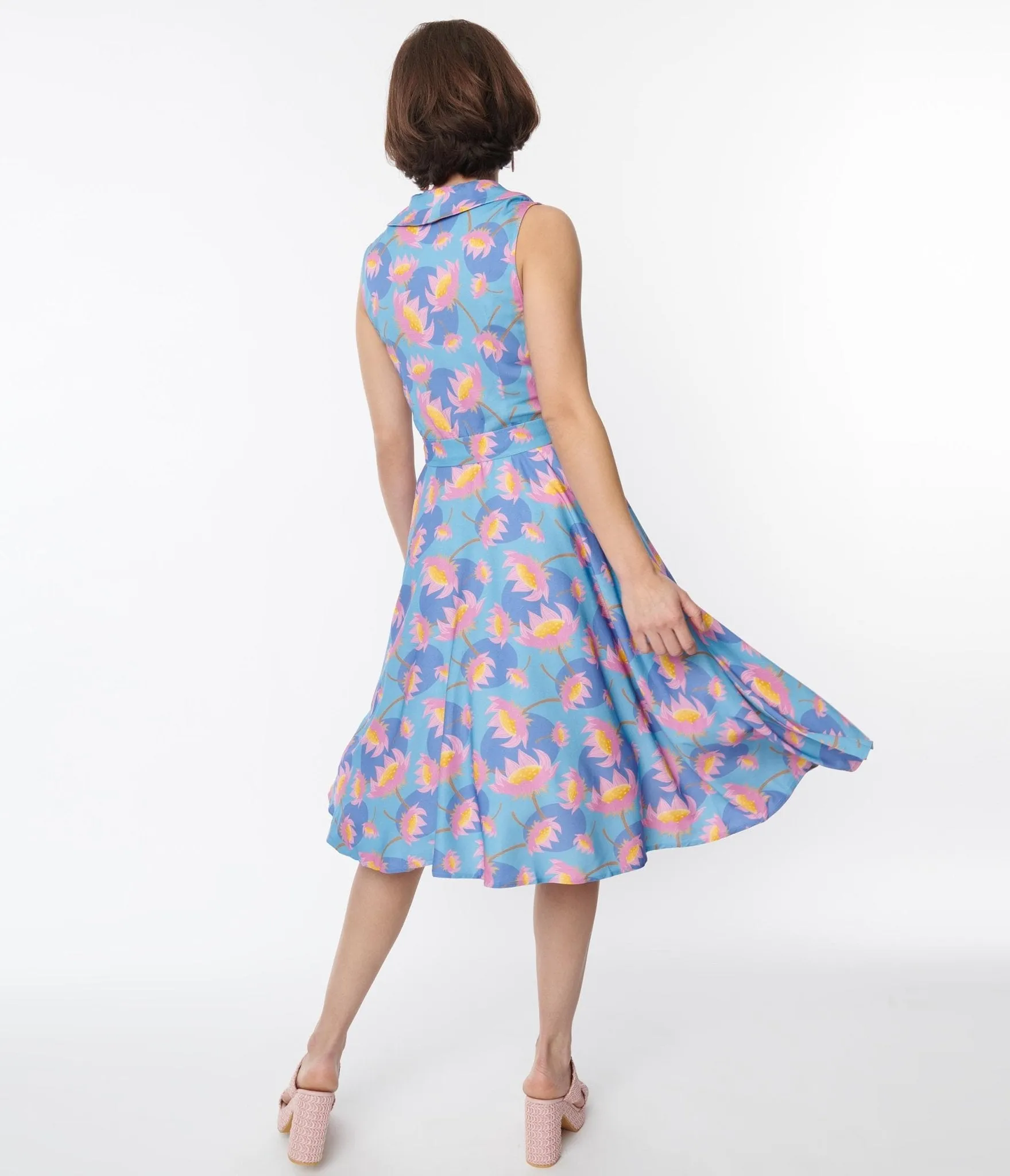 Blue Blooming Lotus Jani Swing Dress sold by Unique Vintage product image thumbnail 3