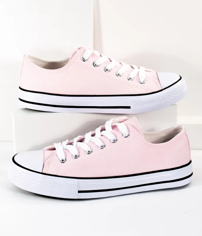 Light Pink Lace Up Canvas Sneakers sold by Unique Vintage